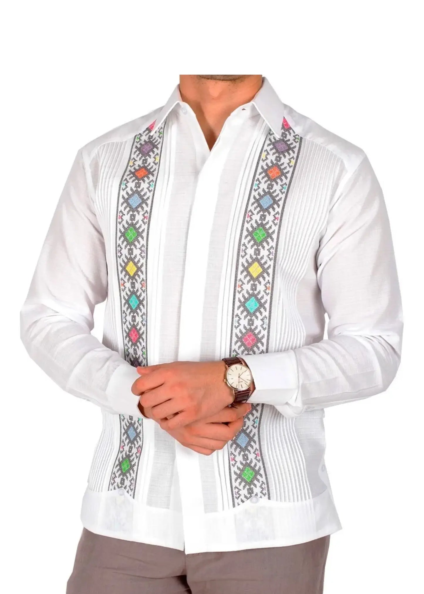 Elegant long-sleeve men's embroidered shirt